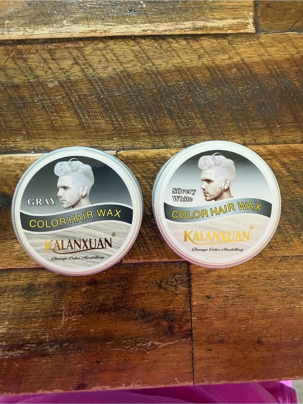 Men Lot of 2 KALANXUANN Gray & Silver White Temporary Color Hair Wax Strong Hold